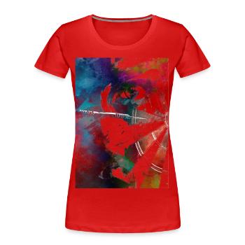 Fléchettes sport art #darts #sport - T-shirt bio Premium Femme - rouge - Devant - Mia (176cm)