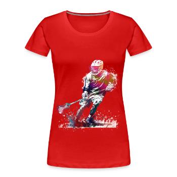 L’art du sport de crosse #lacrosse #sport - T-shirt bio Premium Femme - rouge - Devant - Mia (176cm)