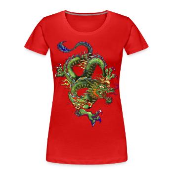 DRAGON BY cs - T-shirt bio Premium Femme - rouge - Devant - Mia (176cm)