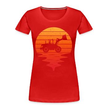 Retro wheel loader - Women's Premium Organic T-Shirt - red - Front - Mia (176cm)