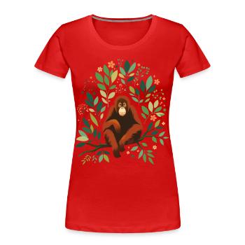 Orang-Utan - Frauen Premium Bio T-Shirt - Rot - Vorne - Mia (176cm)