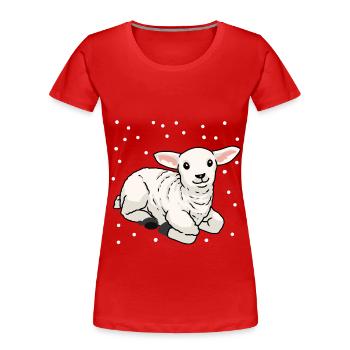 Baby Lamm Schaf Frohe Ostern Schnee Schafe - Frauen Premium Bio T-Shirt - Rot - Vorne - Mia (176cm)