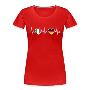Italien Deutschland Herzschlag Flagge Italiener - Frauen Premium Bio T-Shirt - Rot - Vorne - Mia (176cm)