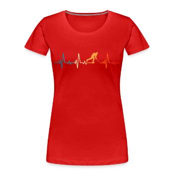 Hockey sur glace Hockey rétro Hockey sur glace Joueur de hockey sur glace - T-shirt bio Premium Femme - rouge - Devant - Mia (176cm)