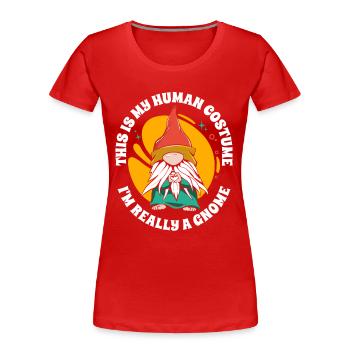 Garden Gnome Gardener Figurine - Women's Premium Organic T-Shirt - red - Front - Mia (176cm)