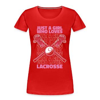 Lacrosse Sport Lacrosse Spieler - Frauen Premium Bio T-Shirt - Rot - Vorne - Mia (176cm)