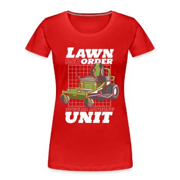 Lawn mower lawn mowing mower garden - Women's Premium Organic T-Shirt - red - Front - Mia (176cm)
