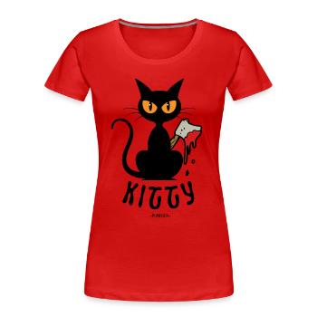 Kitty Axe ! - T-shirt bio Premium Femme - rouge - Devant - Mia (176cm)