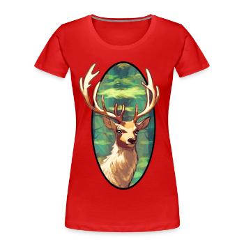 Junger Hirsch - Frauen Premium Bio T-Shirt - Rot - Vorne - Mia (176cm)
