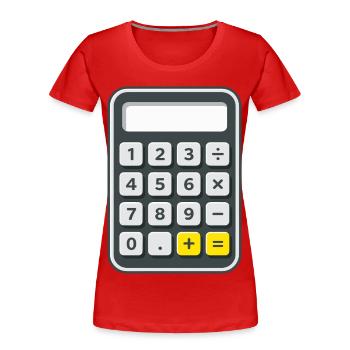 Calculatrice Costume Carnaval Nerd - T-shirt bio Premium Femme - rouge - Devant - Mia (176cm)