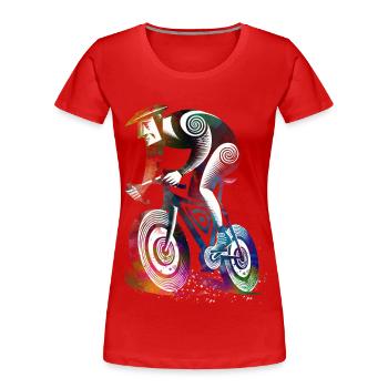 Colorful Cyclist in the Whirlpool - Women's Premium Organic T-Shirt - red - Front - Mia (176cm)
