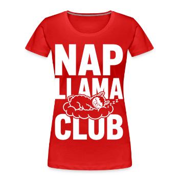 Nap Llama Club – Sleeping Llama - Women's Premium Organic T-Shirt - red - Front - Mia (176cm)