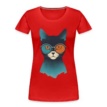 Cat's eye in contrast - Women's Premium Organic T-Shirt - red - Front - Mia (176cm)