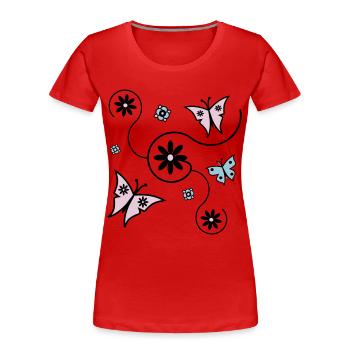 Schmetterling Frühling - Frauen Premium Bio T-Shirt - Rot - Vorne - Mia (176cm)