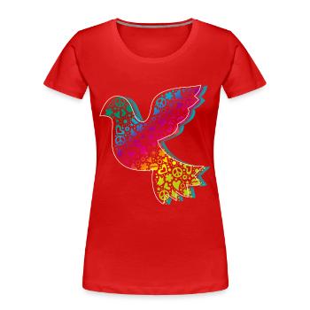 Friedenstaube Verlauf DDP - Frauen Premium Bio T-Shirt - Rot - Vorne - Mia (176cm)