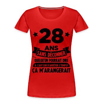 28 Ans anniversaire 28 anniversaire cadeau 28 ans - T-shirt bio Premium Femme - rouge - Devant - Mia (176cm)
