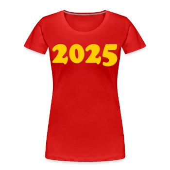 2025 - T-shirt bio Premium Femme - rouge - Devant - Mia (176cm)