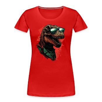 Cooler T-Rex Dinosaurier - Frauen Premium Bio T-Shirt - Rot - Vorne - Mia (176cm)