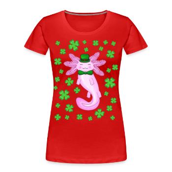 St patricks axolotl pink - Women's Premium Organic T-Shirt - red - Front - Mia (176cm)