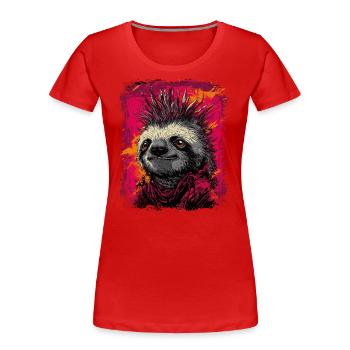 Cooles Punkrock Faultier - Frauen Premium Bio T-Shirt - Rot - Vorne - Mia (176cm)
