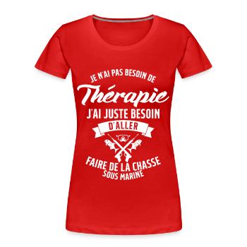 Pêche Sous Marine en Plongée Chasse Sous Marine - T-shirt bio Premium Femme - rouge - Devant - Mia (176cm)