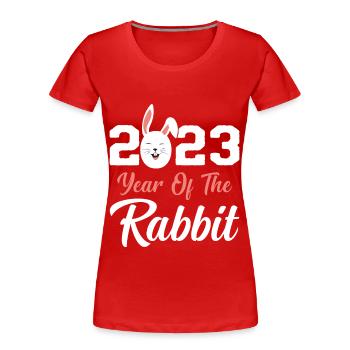 Jahr des Kaninchens Chinesisches Neujahr 2023 - Frauen Premium Bio T-Shirt - Rot - Vorne - Mia (176cm)