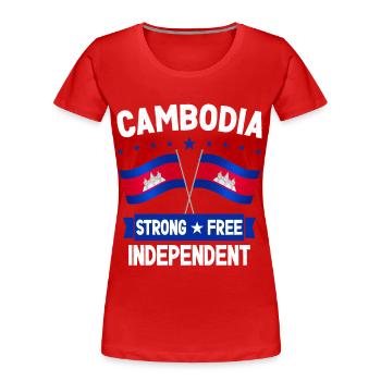 Kambodscha - Frauen Premium Bio T-Shirt - Rot - Vorne - Mia (176cm)