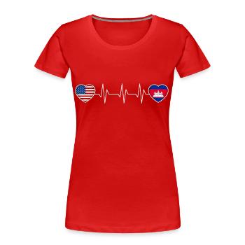 Kambodscha - Frauen Premium Bio T-Shirt - Rot - Vorne - Mia (176cm)