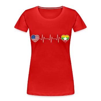 Myanmar - Frauen Premium Bio T-Shirt - Rot - Vorne - Mia (176cm)