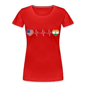 Inde - T-shirt bio Premium Femme - rouge - Devant - Mia (176cm)
