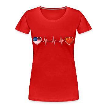 China - Women's Premium Organic T-Shirt - red - Front - Mia (176cm)