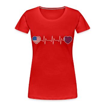 Katar - Frauen Premium Bio T-Shirt - Rot - Vorne - Mia (176cm)