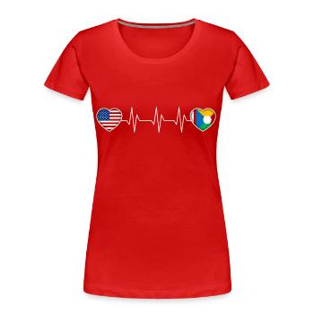 Réunion - T-shirt bio Premium Femme - rouge - Devant - Mia (176cm)