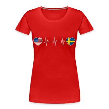 Suède - T-shirt bio Premium Femme - rouge - Devant - Mia (176cm)