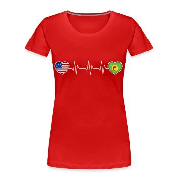 Zaïre - T-shirt bio Premium Femme - rouge - Devant - Mia (176cm)