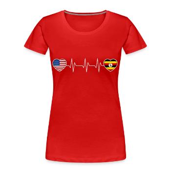 Uganda - Frauen Premium Bio T-Shirt - Rot - Vorne - Mia (176cm)
