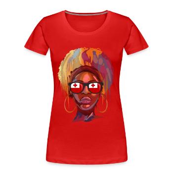 Tonga - T-shirt bio Premium Femme - rouge - Devant - Mia (176cm)
