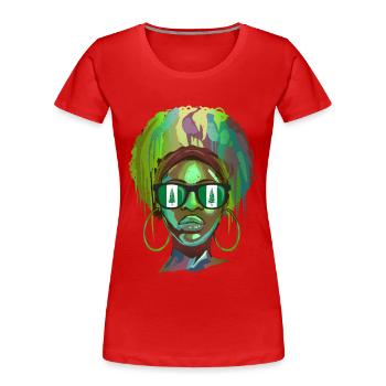 Île Norfolk - T-shirt bio Premium Femme - rouge - Devant - Mia (176cm)