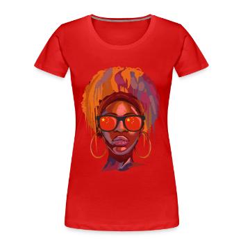 China - Women's Premium Organic T-Shirt - red - Front - Mia (176cm)
