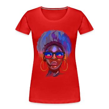 Haiti - Frauen Premium Bio T-Shirt - Rot - Vorne - Mia (176cm)