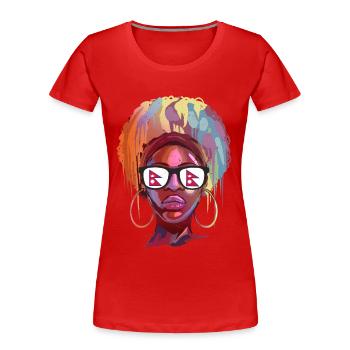 Nepal - Frauen Premium Bio T-Shirt - Rot - Vorne - Mia (176cm)