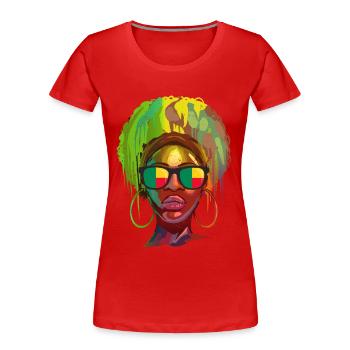 Bermudes - T-shirt bio Premium Femme - rouge - Devant - Mia (176cm)