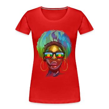 Mapuche - Frauen Premium Bio T-Shirt - Rot - Vorne - Mia (176cm)