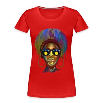 Guadeloupe - Frauen Premium Bio T-Shirt - Rot - Vorne - Mia (176cm)
