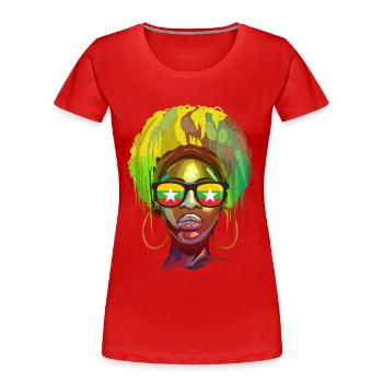Myanmar - Frauen Premium Bio T-Shirt - Rot - Vorne - Mia (176cm)