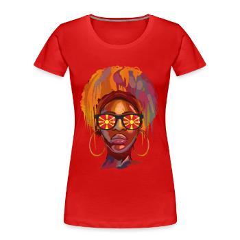 Nordmazedonien - Frauen Premium Bio T-Shirt - Rot - Vorne - Mia (176cm)