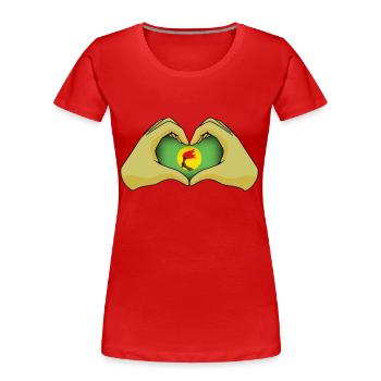 Zaïre - T-shirt bio Premium Femme - rouge - Devant - Mia (176cm)