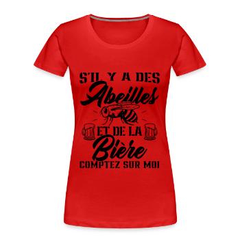 S'il y a des abeilles et de la bière - T-shirt bio Premium Femme - rouge - Devant - Mia (176cm)