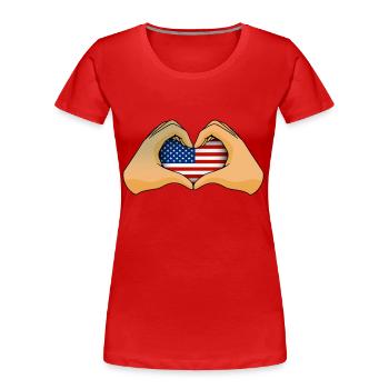 USA - Frauen Premium Bio T-Shirt - Rot - Vorne - Mia (176cm)