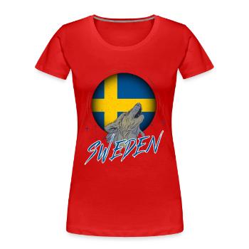 Suède - T-shirt bio Premium Femme - rouge - Devant - Mia (176cm)